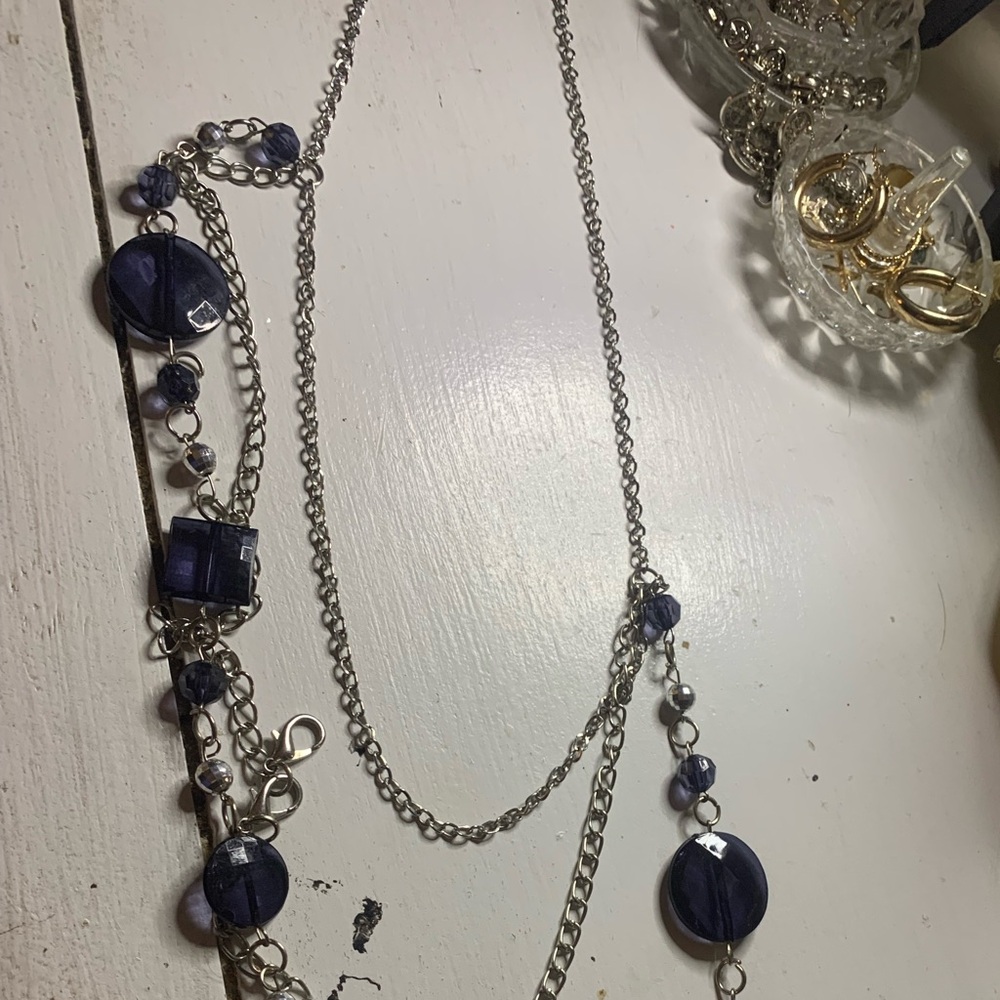 Elegant Silver and Blue Beaded Necklace